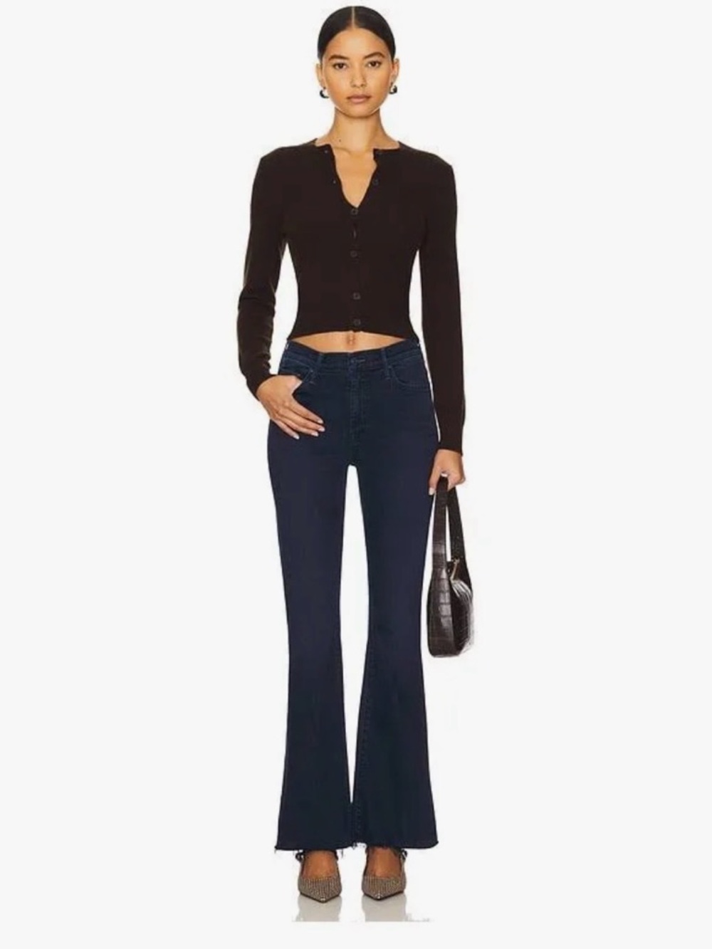 MOTHER Dark Indigo High-Rise Flare Jeans